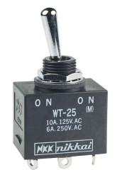 Przełącznik Wł.-(wł.) średnica wycięcia 12.5mm DPDT NKK Switches Montaż panelowy długość przełącznika 17.5mm