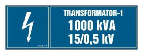 ZNAK - HI003 Transformator-1 1000kVA 15/0.5 kV 15 x 5 cm FN - Folia samoprzylepna