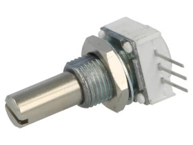 Potencjometr osiowy jednoobrotowy 500 1W 6,35mm THT 14910F0GJSX10501KA