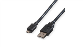 Roline Usb 2.0 Kabel, Usb A Male - Micro Usb B Male, Zwart, 0,15 M