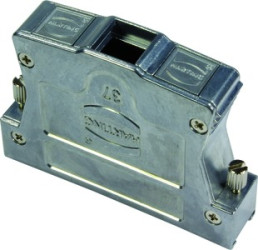 D-Sub connector housing, size: 4 (DC), straight 180°, zinc die casting, silver, 61030012118