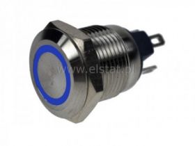 Przycisk wandal chwil.12mm nikiel LED nieb.12V