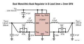 Dual Monolithic 300mA Synchronous Step-Down Regulator