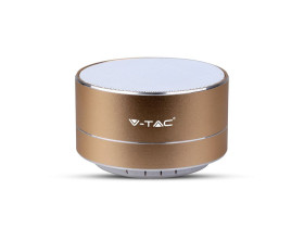 VT-6133 Przenośny głośnik bluetooth z mikrofonem obudowa: metal gniazdo USB slot na kartę micro SD złoty 7714 V-TAC