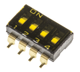 Przełącznik DIP 4-pozycyjny 4PST SMD 25 mA przy 24 V DC -20 → +70°C