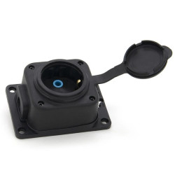 Gniazdo gumowe (TPE) pojedyncze schuko IP44 16A 2P+Z, kolor czarny, IP44 TRG-1SCH