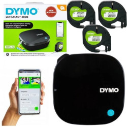 Drukarka etykiet DYMO LetraTag 200B BLUETOOTH dla domu, dzieci, home Office (LT-200B) 2172855 + 3x taśmy papierowe 12mm