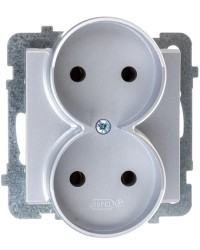 SONATA Gniazdo podwójne b/u srebro mat GP-2RR/m/38