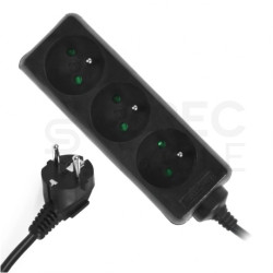 Przedłużacz elektryczny Listwa zasilająca na 3 gniazda [2P+Z] czarna 3m ECO PLASTROL