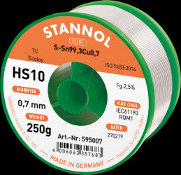 54288 Solder wire HS10, S-Sn99Cu1, 0,7 mm, 250 g