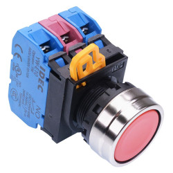 YW4B-A1E21R Red 22mm Metal Bezel Maintained Push Button Switch 2NO-1NC IP65 IDEC