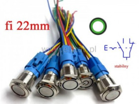 Przycisk stabilny LED 24V zielony; płaski fi 22mm
