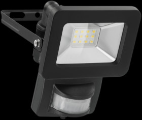 53877 LED floodlight with sensor, 10 W, black, IP44