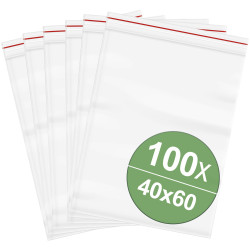 Quadrios 23Sa054 Grip Seal Bag Transparent PE 40 X 60mm 100 Pieces