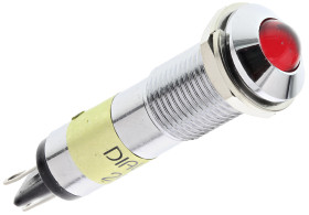 Lampka kontrolna do montażu panelowego 24V dc, czerwona 9mm LED Chrom Końcówka lutownicza Dialight