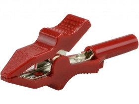 Złącze typu Krokodyl izolowane czerwone HQ z gniazdem na wtyk BANANOWY