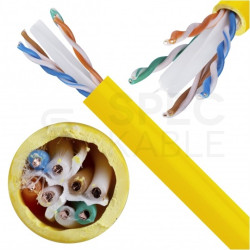 Kabel sieciowy U/UTP kat.6 skrętka 4x2x0,57mm wewnętrzny B2ca bezhalogenowy LSOH żółty SATEC