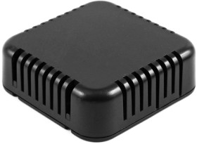 ABS miniature enclosure, ventilated, (L x W x H) 60 x 60 x 20 mm, black (RAL 9005), IP30, 1551V3BK