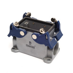 Przyłącze metalowe, puste, 10 pin 16 A, 2 x boczne przył. (montaż pow.), ręczne zamknięcia z rolką - plastikowe T0-EBM10GD24