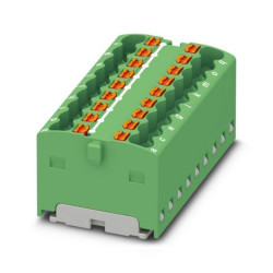 Blok rozdzielczy PTFIX 18X1,5 GN, zielone złącze przemysłowe - 12 punktów przyłączeniowych o przekroju 1,5mm2 /20szt./