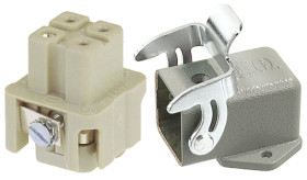 Wzmocnione złącze zasilania 3 + PE-pinowe HARTING 10A 230 → 400 V. Żeński