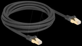 80319 Patch cable, Cat.6a, S/FTP, braided jacket, 3 m, black