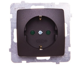 KARO Gniazdo pojedyncze z/u Schuko z przesłonami czekoladowy metalik GP-1SSP/m/40