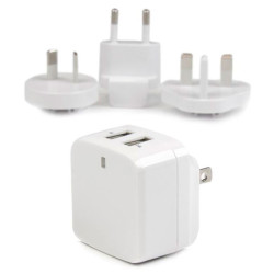 StarTech USB2PACWH 5V 3.4A Dual USB USA/UK/EU/AU Wall Charger White