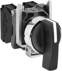 Toggle switch, unlit, groping, 2 Form A (N/O), waistband round, black, front ring silver, 3 x 45°, mounting Ø 22 mm, XB4BJ53