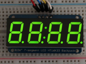 Adafruit 0.56" 4-Digit 7-Segment Display w/I2C Backpack - Green [Discontinued]