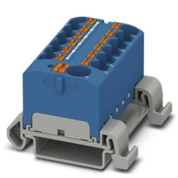 Blok rozdzielczy PTFIX 10/12X4-NS35A BU, niebieskie złącze przemysłowe - 12 punktów przyłączeniowych o przekroju 4mm2