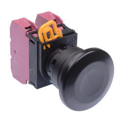 YW1B-M4E02B Black 22mm Mushroom Momentary Push Button Switch 2NC IP65 IDEC
