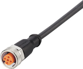 Sensor actuator cable, M12 cable socket, straight, A to open end, 5 pole, 10 m, PUR, black, 4 A, EVC646