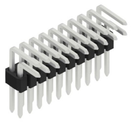 Pin header, 20 pole, pitch 1.27 mm, angled, black, SLVW4KA03620Z