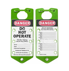 Grupowa blokada klamrowa LOTO z etykietą, zielona (5 szt.), 065973