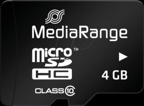 MR956 MicroSDHC-Card 4GB - MediaRange Class 10 - with Adapter