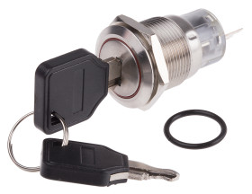 Wyłącznik kluczykowy IP40, SPDT, 5 A 2-Way, -20 → +55°C
