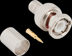 BNC plug 50 Ω, RG-59, RG-62, Belden 8221, Belden 9228, crimp connection, straight, 031-321-10RFX