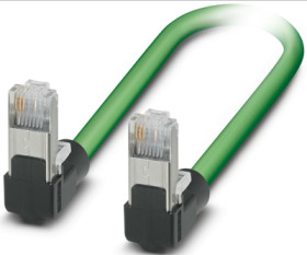 Patch cable, RJ45 plug, angled to RJ45 plug, angled, Cat 5, SF/TQ, PVC, 0.3 m, green, 1113302