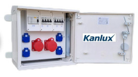 Rozdzielnica budowlana na elewację (4X2P+Z, 1X16A/5P, 1X32A/5P) KANLUX RB40x40-K40-00114W-E0-KANLUX