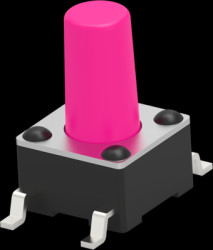 Short-stroke pushbutton, 1 Form A (N/O), 50 mA/24 VDC, unlit , actuator (black), 260 g, SMD, 2-1977223-6