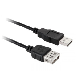 KABEL WTYK USB typ A GNIAZDO USB A CZARNY - PRZEDŁUŻACZ 1,0m ECO-LINE CABLETECH