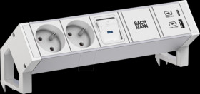 937.410 DESK2 ALU WHITE 2xUTE 1xUSB A/C 22W 1xswitch 0.2m
