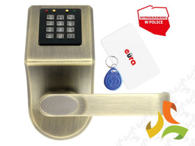 Szyld zamka elektromechanicznego z kontrolą dostępu "EURA" ELH-70B9 BRASS z czytnikiem RFID i szyfratorem WE1A7006 EURA-TECH