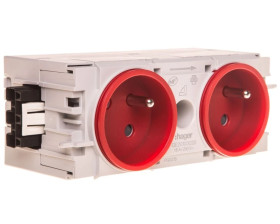 Gniazdo kanałowe 2P+Z 2-kr,wtyk,zacisk C-Profil,czer GE20103020