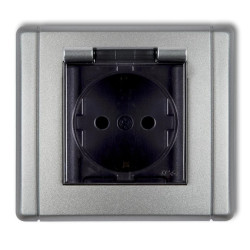 FLEXI Gniazdo bryzgoszczelne z/u SCHUKO (klapka dymna) srebrny metalik 7FGPB-1sdp