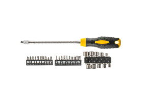 Wkrętak z giętkim grotem zestaw 31 szt. końcówek wkrętakowych i nasadek 39D865 TOPEX