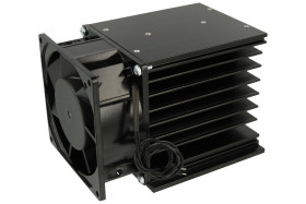 Radiator; DY-MXW4; do SSR 1-fazowych; do SSR 3-fazowych; z wentylatorem 230V AC; z otworami; 0,6K/W; czerniony; 138mm; 85mm; 96m