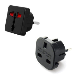 Adapter podr. AC/AC wt.PL/gn.GB- USA Czarny Przejściówka