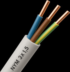 Sheathed cable NYM-J, 3x1.5 mm², grey, 10-m ring